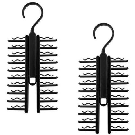 (Lot de 2, noir) Pinces à cravate créatives, support de suspension, rotation à 360°, convient pour les foulards, ceintures et accessoires (1/5)