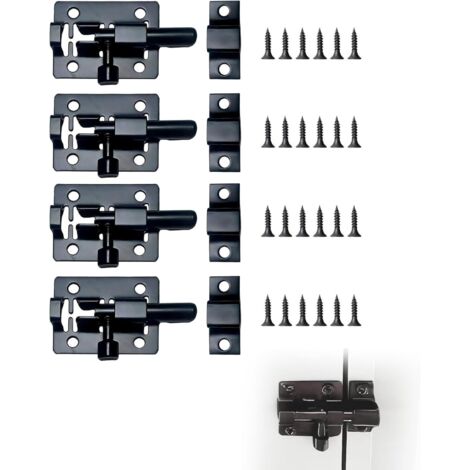 4 Pcs Targette en Acier Inoxydable Verrou Porte Loquet Coulissant Verrou Targette Avec Vis Mini Loquet De Porte Pour Portail De Jardin, Cabanon, Salle De Bain Et Wc (Noir) (1/5)