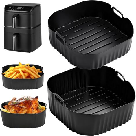 Moule Silicone Air Fryer (6.5L & 4.3L),2 Pièces Plat Air Fryer Accessoires pour Cosori TurboTower Pro 10.8L Double Stack,Réutilisable Airfryer Accessoires,Plat Pour Cuisine (1/5)