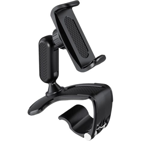 Support Téléphone Voiture Rotatif 360° avec Pince Réglable, Socles de Téléphone Voiture pour Tableau de Bord, Rétroviseur, Pare-Soleil, Support Universel pour Smartphone 4 à 7 Pouces (1/5)