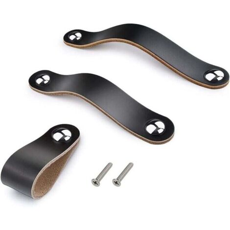 6 poignées Beige de tiroir à la main en cuir commode armoire bouton poignées Poignée de porte réglable cuisine tire boutons avec vis 22mm, Distance de trou: 128mm