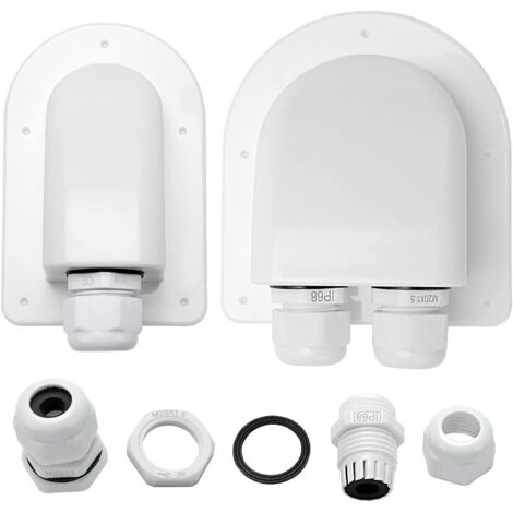 2 Pcs Solar Cable Gland Gland Entry Waterproof Cable for 6-12mm Cable, ABS IP68 Solar Single & Double Cable Entry Tassel for Solar Panels Camper, Caravan, Boat (1/5)