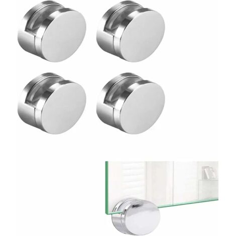 4 Pcs Zinc Alloy Glass Clips for Bathroom Mirror - Heavy Duty Wall Mounted Support Brackets for Glass Panels, Secure Hold for Bathroom, Living Room, Public Places (Silver/Chrome) (1/5)