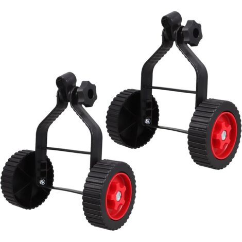 2 x Black Plastic Auxiliary Wheels for Lawnmower and Trimmer Universal Heavy Duty Support Casters Compatible Brush Cutter Accessories (1/5)