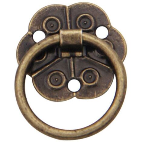 Lot de 20 poignées de porte en forme d'anneau - Style vintage antique - Pour meubles de maison, placard, tiroir, portes (2 x 2 cm) (1/4)