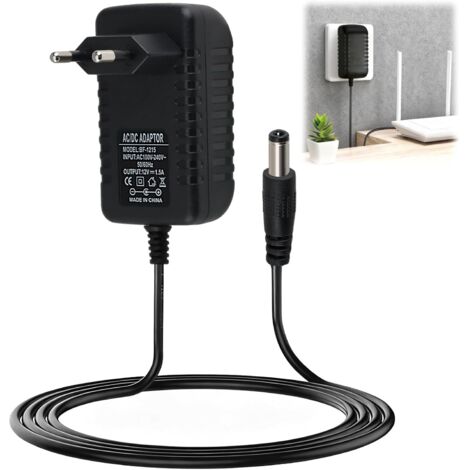Secteur 12V 1.5A, Alimentation AC 100-240V 50/60Hz, Transformateur d'alimentation Universelle avec Prise DC 5,5 mm x 2,5 mm pour Bandes LED Lampe Caméra Routeur Radio (18W, Câble 1M) (1/5)