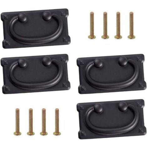 (Noir),Lot de 4 poignées de tiroir vintage antiques avec 8 vis de 25 mm