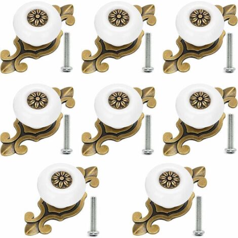 Bouton Ceramique, Meuble Boutons de Tiroir Vintage 8 Pièces Boutons en Métal Pour Bureau Tiroirs et Placard (1/4)