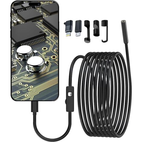 Camera Endoscopique, Camera Inspection Canalisation, Endoscopique Caméra d'inspection de Serpent 1920P HD, Endoscope avec 8 Lumières Réglables, Etanche IP67 Endoscope Canalisation