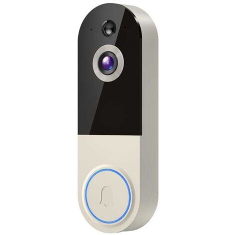 Sonnette vidéo beige 1080p avec appel bidirectionnel, stockage cloud, compatible uniquement avec le Wi-Fi 2,4 GHz (1/5)
