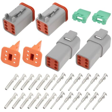 DT04-6P DT06-6S 6 Pin Waterproof Electrical Connector Kit Compatible with Deutsch Compatible with DT 6P Series Automotive Waterproof Plug (1/5)