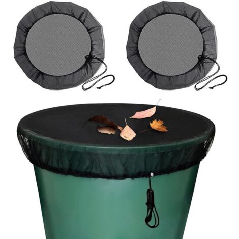 2 Pcs Filet pour Citerne de Pluie, Filet de Protection pour Tonneau de Pluie avec Cordon de Serrage, Filet de Protection Réglable, Protection Contre Les Moustiques et Les Feuilles (1/5)