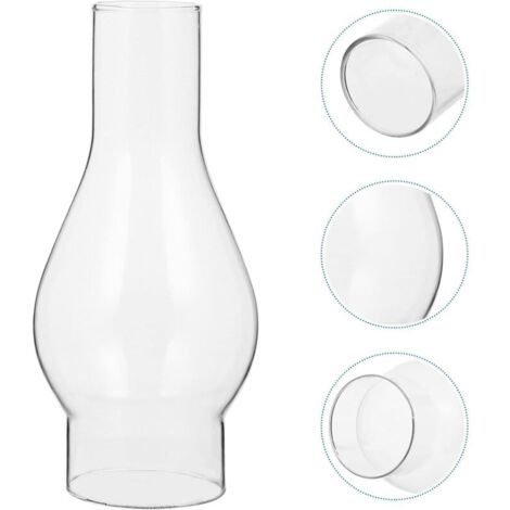 Abat-jour en Verre Transparent pour Lampe à Huile, Cheminée en Verre de Lampe à Pétrole, Abat-jour pour Lampe Kérosène, Accessoires Remplaçables (16.5cm) (1/5)
