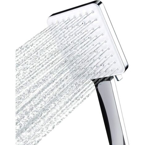 Pommeau de Douche, Grande Pommeau Douche Carrée avec Commande à Une Main, Pommeau de Douche Haute Pression avec 6 Modes de Douche, Chromés (1/5)