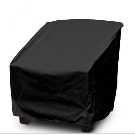 Housse de Chaise Jardin Empilable, Housse Chaise Exterieur en Tissu Oxford 210D Imperméable, Housse de Fauteuil Protege Jardin, Couverture Chaise Jardin Balcon Anti-UV/Pluie 646470/120cm (Noir) (1/5)