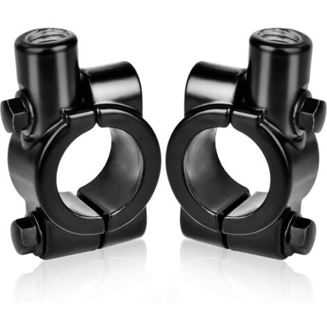 2 pièces support de miroir de moto pour support de guidon 22mm-pour rétroviseur latéral 10mm, aluminium (noir) (1/5)
