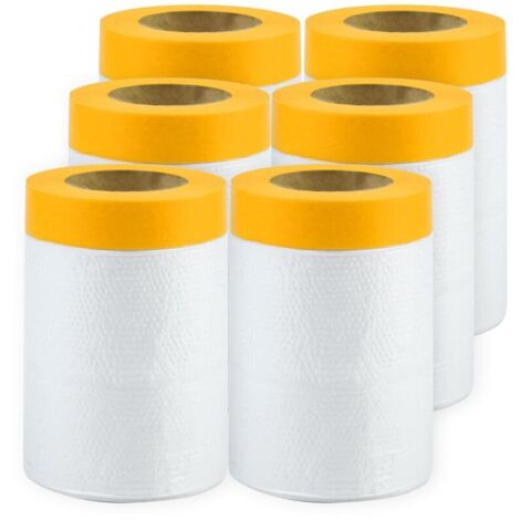6 Rouleaux Masker Avec Ruban De Masquage, Film De Masquage, Ruban Adhésif De Masquage Avec, Bache De Protection Peintur Pour Peinture/travaux/meubles/sol(55 Cm  16 M) (1/5)