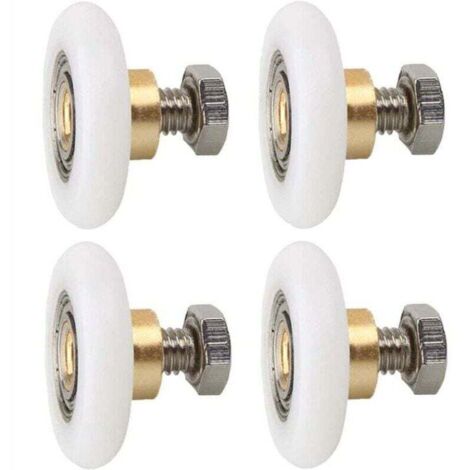4 pièces Roulette Porte de Douche, Roues de Rechange pour Porte de Douche Roulettes de Rechange pour Porte de Douche RainuréE avec vis Diamètre 23 mm (1/4)