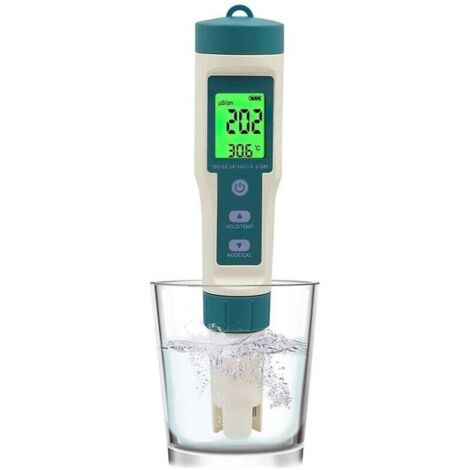 PH Mètre électronique Piscine 8 en 1,Testeur PH/TDS/SALT/SG/ORP/EC/TEMP/H2,Testeur de qualité de l'eau pour pour Eau Piscine, Spa, Aquarium, Eau Potable, Hydroponie (1/4)