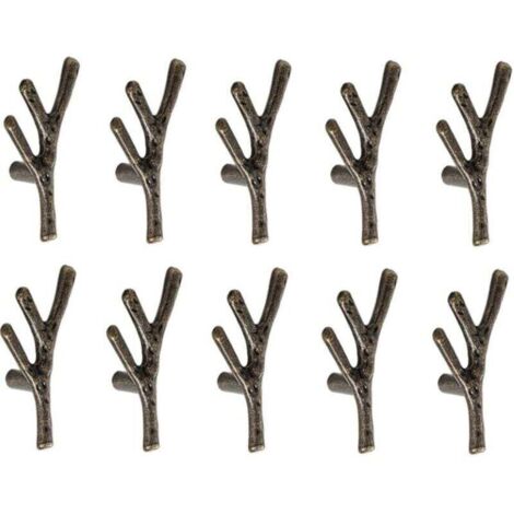 10x Poignée Meuble en Forme de Branche Poignées Armoires en Alliage de Zinc avec Vis Bronze - Trou Unique (1/4)