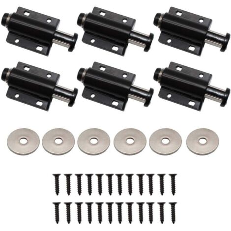 6 Pièces Loquets Magnétiques, Fermeture Push, Amortisseur de Porte Magnétique, Aimant Poussoir, Pression Attrape, pour Armoire Tiroir Placard (Noir) (1/5)