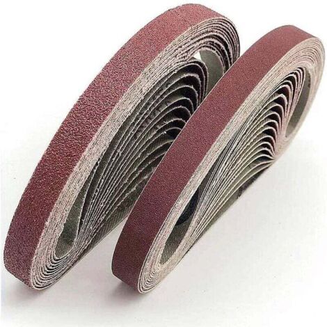 Bande abrasive 13x457 mm.5 sortes de gravier mixte (6X40 /80/120/180/320).Ensemble de Bandes Abrasives,pour Black & Decker Powerfeileponceuses à bande(30 pièces) (1/4)