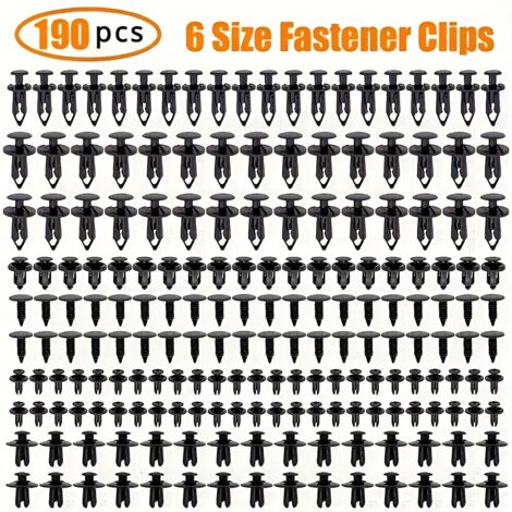 Kit de 190 clips de fixation pour voiture en 6 tailles différentes, fabriqués en plastique durable pour fixer solidement les panneaux de garniture et les pare-chocs (1/5)