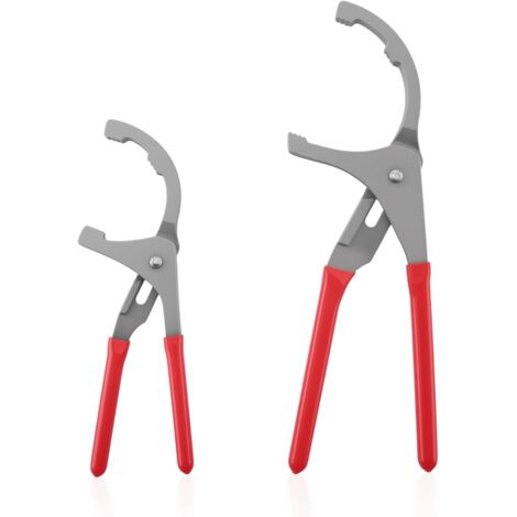 Pince à filtre à huile réglable de 9 et 12 pouces, compatible avec la plupart des filtres à huile de voitures, camions et motos - Rouge (1/5)
