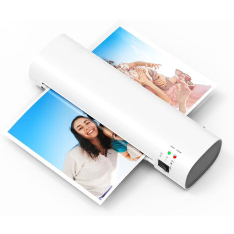Plastifieuse thermique A4 de bureau (230 mm), plastification à chaud et à froid, système à 2 rouleaux, largeur d'entrée de 230 mm, préchauffage rapide, compatible avec les pochettes de plastification 