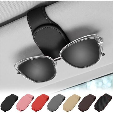 Support magnétique pour lunettes de soleil de voiture, organisateur de pare-soleil en cuir PU, accessoires universels pour pare-soleil de voiture - Noir (1/5)