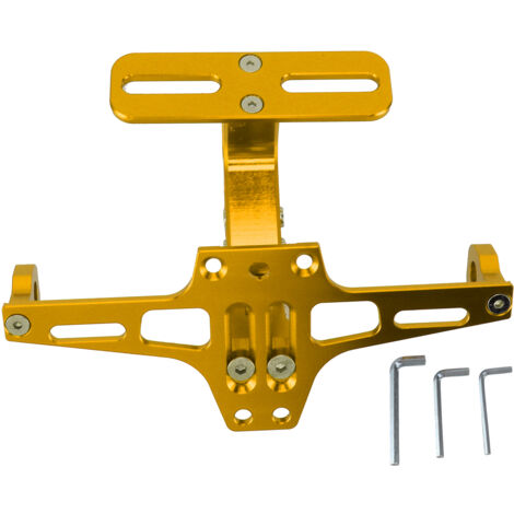 Support de plaque d'immatriculation moto en alliage d'aluminium CNC, universel et réglable, couleur or (1/5)
