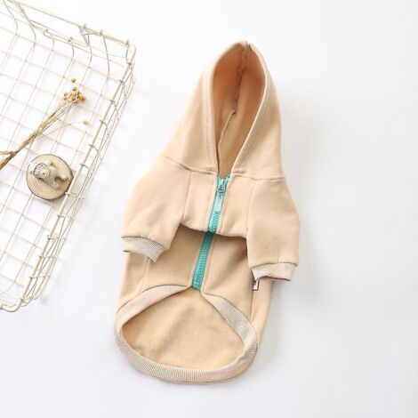 Zip-up hooded pet clothes for dogs and cats. Cute pet clothing. Warm hooded coat for French Bulldogs (M) (1/5)