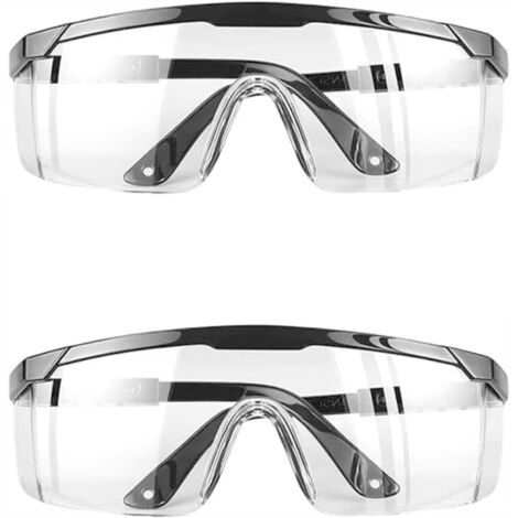 Lot de 2 lunettes de protection - Lunettes de protection anti-buée et anti-salive - Lunettes de protection pour les yeux - Lunettes de protection pour porteurs de lunettes - Transparentes (1/5)