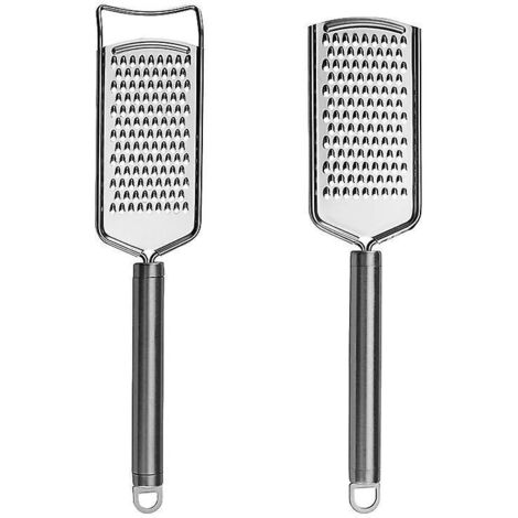 Cheese grater, grater, stainless steel grater for ginger, garlic, nutmeg, chocolate, vegetables, lemon, dishwasher safe, set of 2 (1/5)