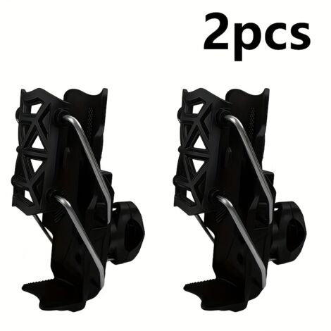 2 porte-gobelets adaptatifs pour motos et véhicules électriques - Support de pare-chocs rotatif et pliable, plastique durable, sans alimentation, fixation sécurisée, design élégant et robuste - Noir (1/5)