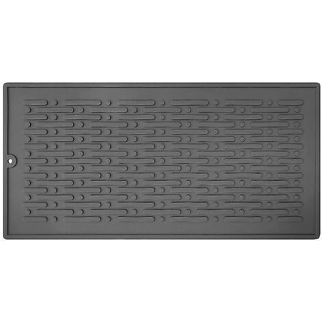 Tapis d'égouttage en silicone, facile à nettoyer, antidérapant, sûr, résistant à la chaleur, tapis d'égouttage rectangulaire pour verres à vin et vaisselle (1/5)