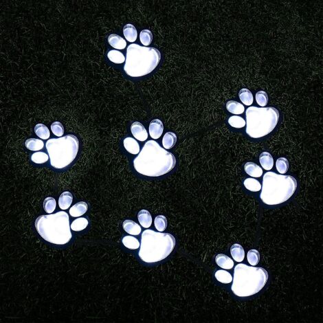 Guirlande lumineuse solaire de 5,1 m (16,8 pi) en forme de pattes, pour chiens et chats (lot de 8), décoration extérieure, garde votre animal au chaud et embellit votre jardin. (1/5)