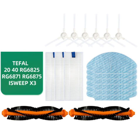 Brosse latérale et chiffon de nettoyage pour aspirateur robot Tefal Rowenta Explorer/Xplorer 20/40 Tefal série RG6825 - Accessoires de rechange (1/5)