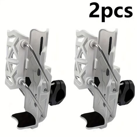 2 porte-gobelets adaptatifs pour motos et véhicules électriques - Support de pare-chocs rotatif et pliable, plastique durable, sans alimentation, fixation sécurisée, design élégant et robuste - blanc (1/5)