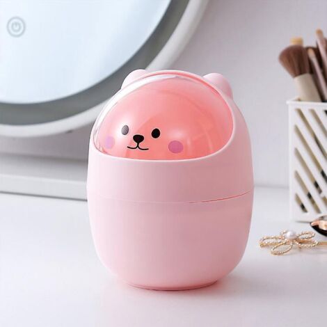 Mini desktop trash can with swing lid, cute countertop waste bin, trash storage bin, wastebaskets, small trash can for desk, car, office, etc.