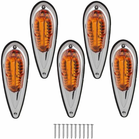 Feux de gabarit de toit ambrés 12 V/24 V (lot de 5) pour camions, camping-cars et pick-ups. Étanche et ultra-lumineux. (1/5)
