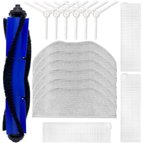 Accessoires et pièces de rechange pour aspirateur robot Tefal Rowenta X-plorer Serie 95 RG7987 7975WH (combinaison aspirateur et serpillère) : 1 brosse principale, 6 brosses latérales, 6 chiffons, 3 f (1/5)