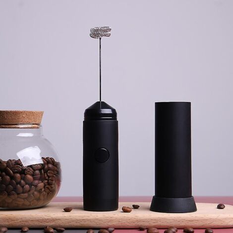 Milk Frother with Stand, Coffee Frother, Electric Drink Mixer, Handheld Milk Frother, Matcha Whisk, Mini Blender, Coffee Stirrers - Black (1/5)