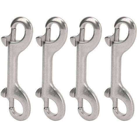 Lot de 4 mousquetons à double extrémité en acier inoxydable 316 de qualité marine, en forme de B, pour cordes, chaînes et sangles. Longueur : 100 mm / 3,93 po, charge admissible : 90 kg / 198,41 lb (1/5)