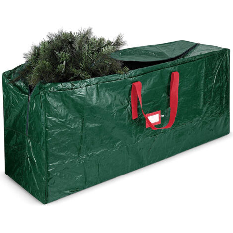 Sac de rangement pour sapin de Noël Vert - 165 x 38 x 76 cm, sac valise tissé en PE, poche extérieure imperméable, sac de rangement polyvalent pour déménagement et utilisation en extérieur (1/2)