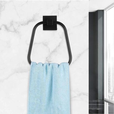 Rustic Black Round Bathroom Towel Rack, Wall Mounted Heavy Duty Hand Towel Ring, Sus304 Stainless Steel Bathroom Towel Hanger (1/5)