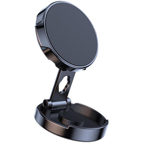 Support magnétique pliable pour téléphone de voiture, rotation à 360°, fixation pour tableau de bord, noir (1/5)