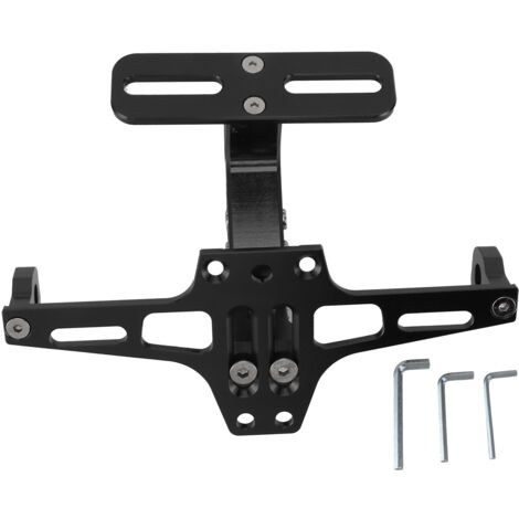 Support de plaque d'immatriculation moto en alliage d'aluminium CNC, universel et réglable, noir (1/5)