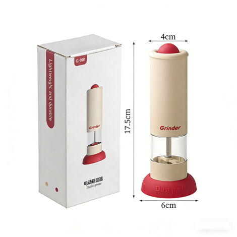 Ensemble moulin à poivre et sel électrique – Moulin à épices en acier inoxydable, 17 cm de hauteur, utilisation à une main, rechargeable - Blanc (1/5)
