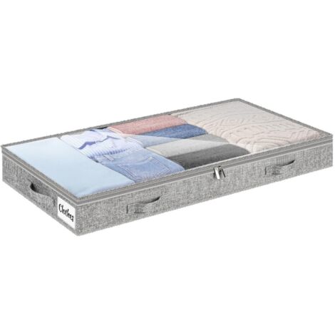 Tiroir de rangement discret sous le lit 1 pièce, bac de rangement léger et sans structure, sac peu profond pour chambre d'étudiant ou maison, avec couvercle transparent et tissu résistant à l'eau (1/5)